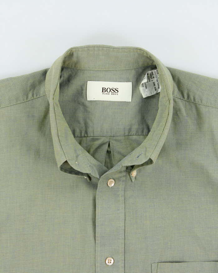 Vintage 1990s Hugo Boss Iridescent Style Cotton Short Sleeve Shirt - L