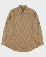 Vintage Y2K 00s Lacoste Silver Croc Geometric Check Long Sleeve Shirt - L