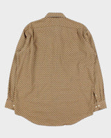 Vintage Y2K 00s Lacoste Silver Croc Geometric Check Long Sleeve Shirt - L