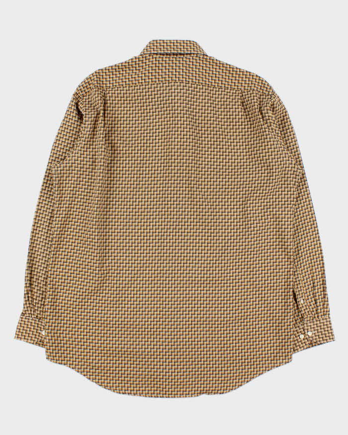 Vintage Y2K 00s Lacoste Silver Croc Geometric Check Long Sleeve Shirt - L