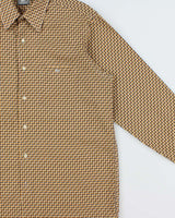 Vintage Y2K 00s Lacoste Silver Croc Geometric Check Long Sleeve Shirt - L