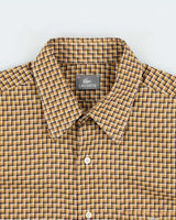 Vintage Y2K 00s Lacoste Silver Croc Geometric Check Long Sleeve Shirt - L