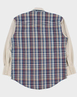 Vintage Y2K 00s Wrangler Plaid Western Pearl Snap Button Long Sleeve Denim Shirt - L