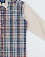Vintage Y2K 00s Wrangler Plaid Western Pearl Snap Button Long Sleeve Denim Shirt - L
