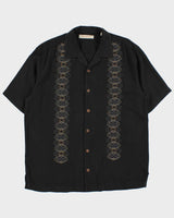 Vintage Y2K 00s Tommy Bahama Embroidered Silk Camp Collar Short Sleeve Shirt - L