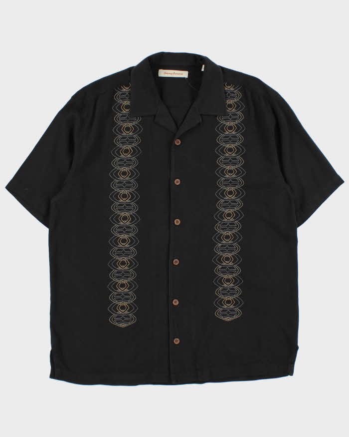Vintage Y2K 00s Tommy Bahama Embroidered Silk Camp Collar Short Sleeve Shirt - L