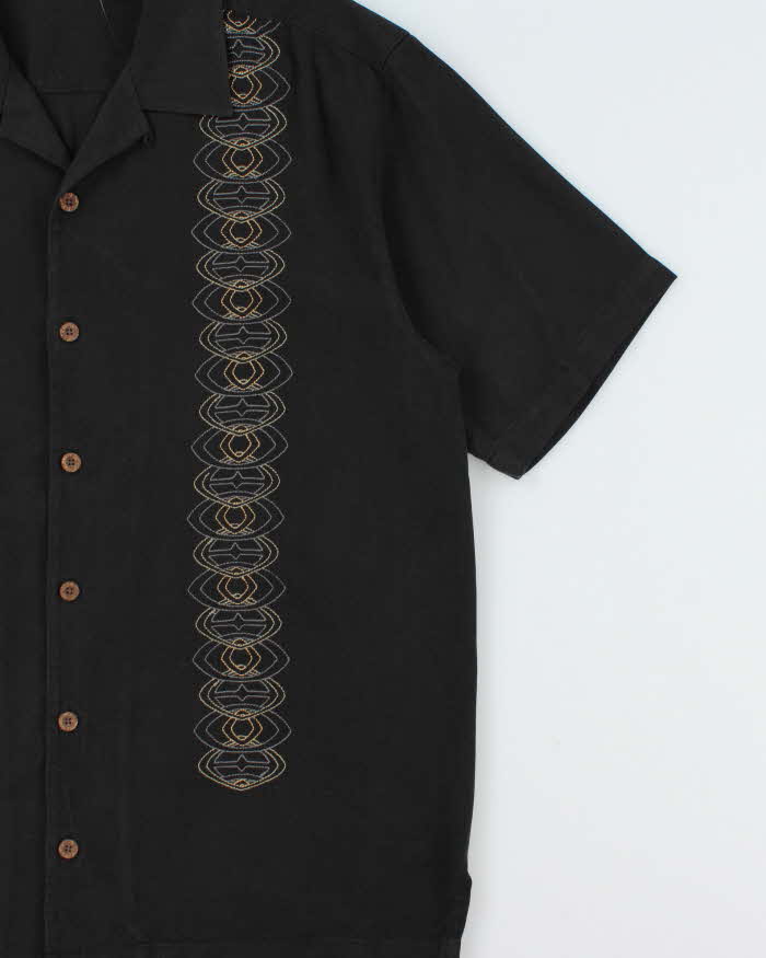 Vintage Y2K 00s Tommy Bahama Embroidered Silk Camp Collar Short Sleeve Shirt - L