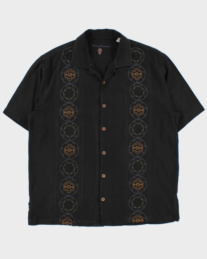Vintage Y2K 00s Tommy Bahama Embroidered Silk Camp Collar Short Sleeve Shirt - L