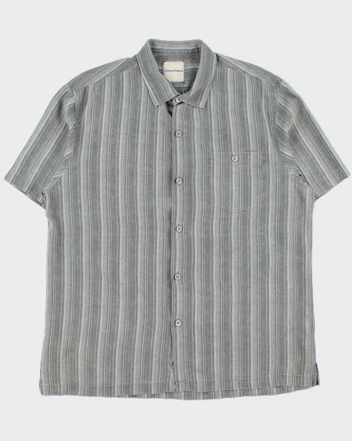 Vintage Y2K 00s Tommy Bahama Silk Pattern Striped Short Sleeve Shirt - XL