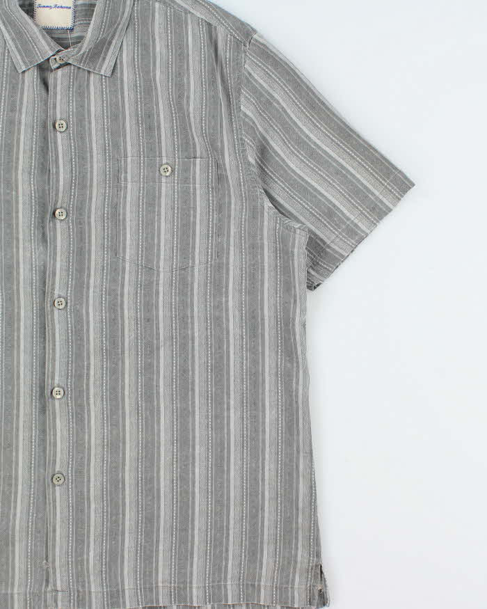 Vintage Y2K 00s Tommy Bahama Silk Pattern Striped Short Sleeve Shirt - XL