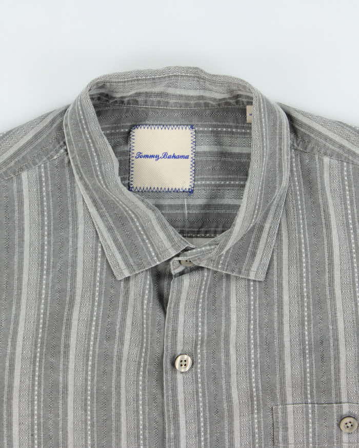 Vintage Y2K 00s Tommy Bahama Silk Pattern Striped Short Sleeve Shirt - XL
