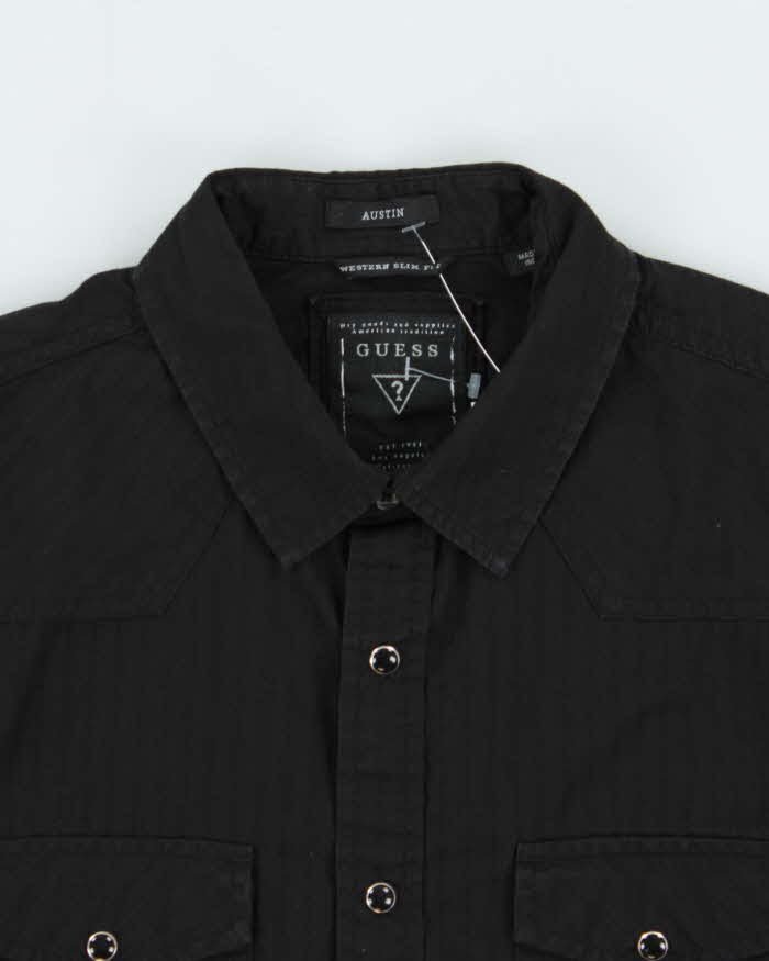 Vintage Y2K 00s Guess Striped Snap Button 'Austin' Long Sleeve 'Western Slim Fit' Shirt - M