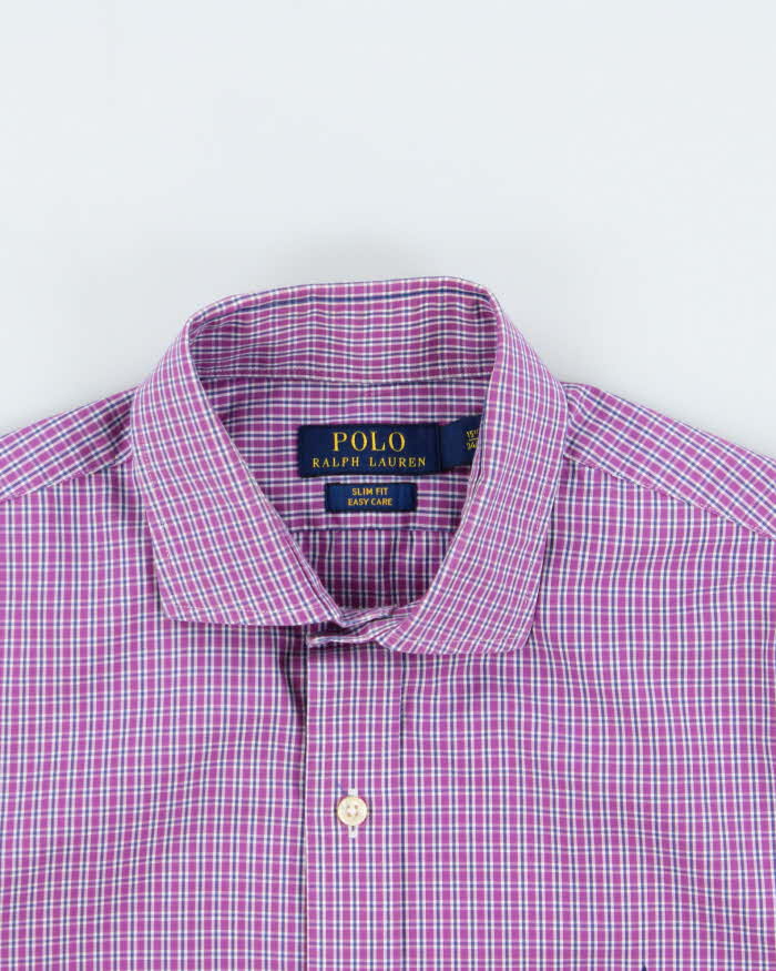 Vintage Ralph Lauren Checked Slim Fit Long Sleeve Shirt - M