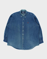 Vintage 1990s Polo Ralph Lauren Denim Heavyweight Shirt - XL