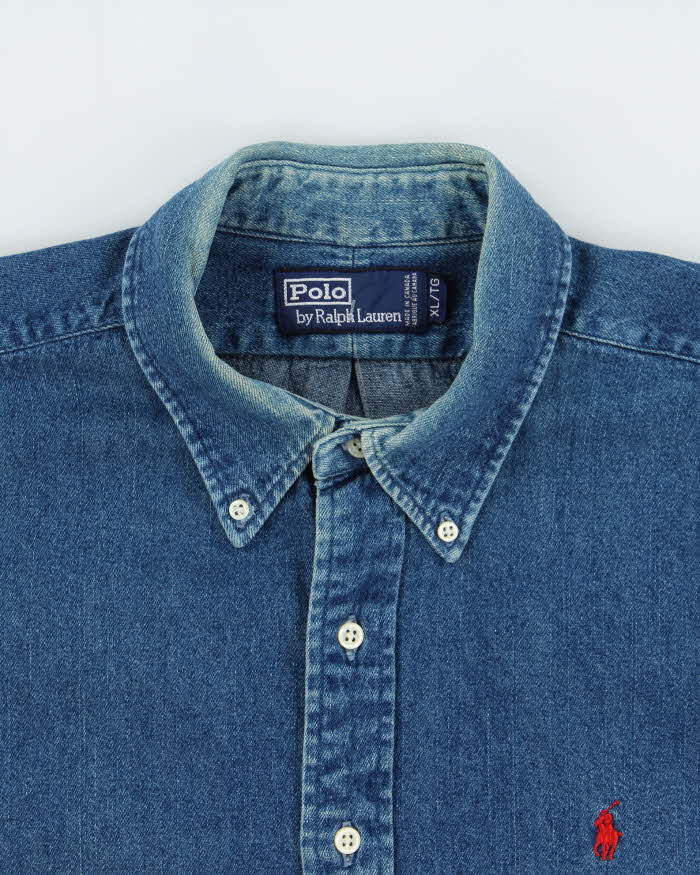 Vintage 1990s Polo Ralph Lauren Denim Heavyweight Shirt - XL