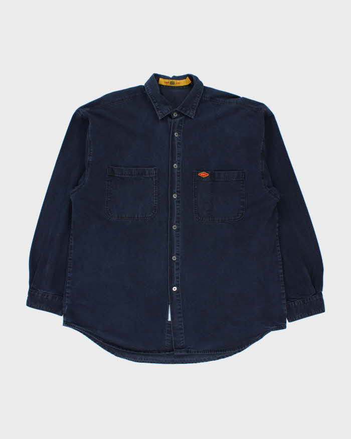 Vintage 1990s Quiksilver Made In USA Dark Wash Long Sleeve Denim Shirt - L