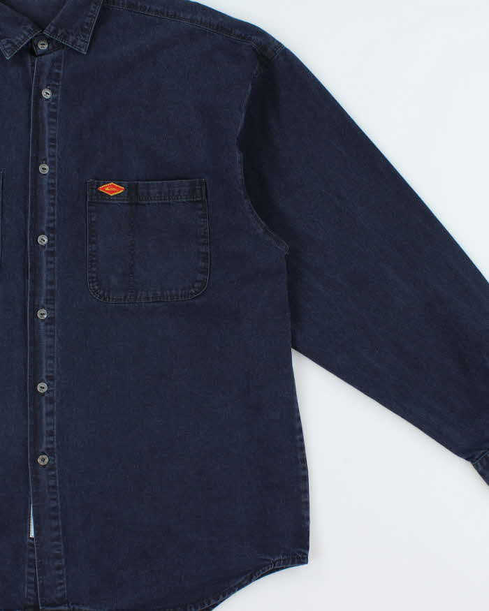 Vintage 1990s Quiksilver Made In USA Dark Wash Long Sleeve Denim Shirt - L