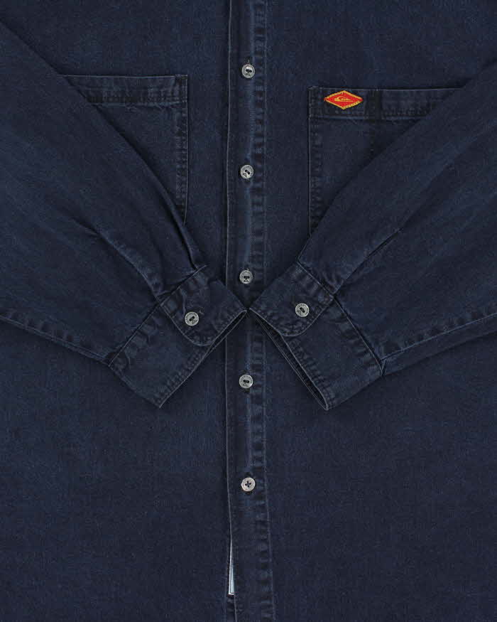 Vintage 1990s Quiksilver Made In USA Dark Wash Long Sleeve Denim Shirt - L