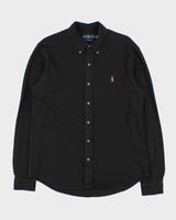 Vintage Ralph Lauren Black 'Knit Oxford' Long Sleeve Shirt - L