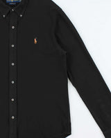 Vintage Ralph Lauren Black 'Knit Oxford' Long Sleeve Shirt - L