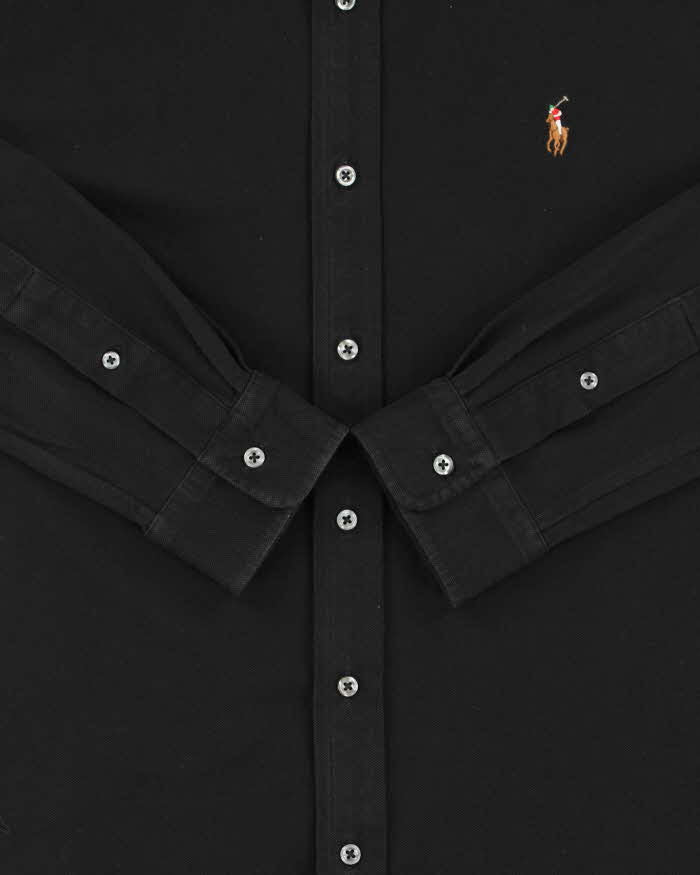 Vintage Ralph Lauren Black 'Knit Oxford' Long Sleeve Shirt - L
