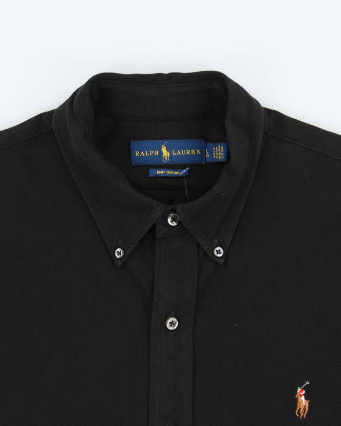 Vintage Ralph Lauren Black 'Knit Oxford' Long Sleeve Shirt - L