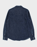 Vintage True Religion Dark Wash Indigo Denim Pearl Snap Button Long Sleeve Western Shirt - M
