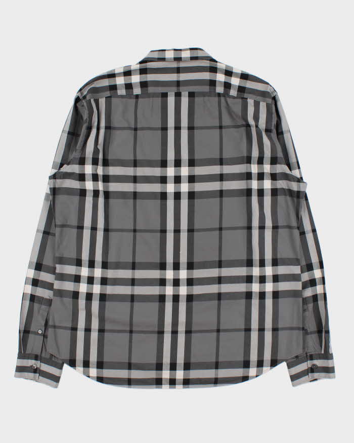 Vintage Y2K 00s Burberry Brit Grey Large Nova Check Long Sleeve Shirt - XL