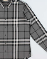 Vintage Y2K 00s Burberry Brit Grey Large Nova Check Long Sleeve Shirt - XL