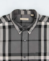 Vintage Y2K 00s Burberry Brit Grey Large Nova Check Long Sleeve Shirt - XL