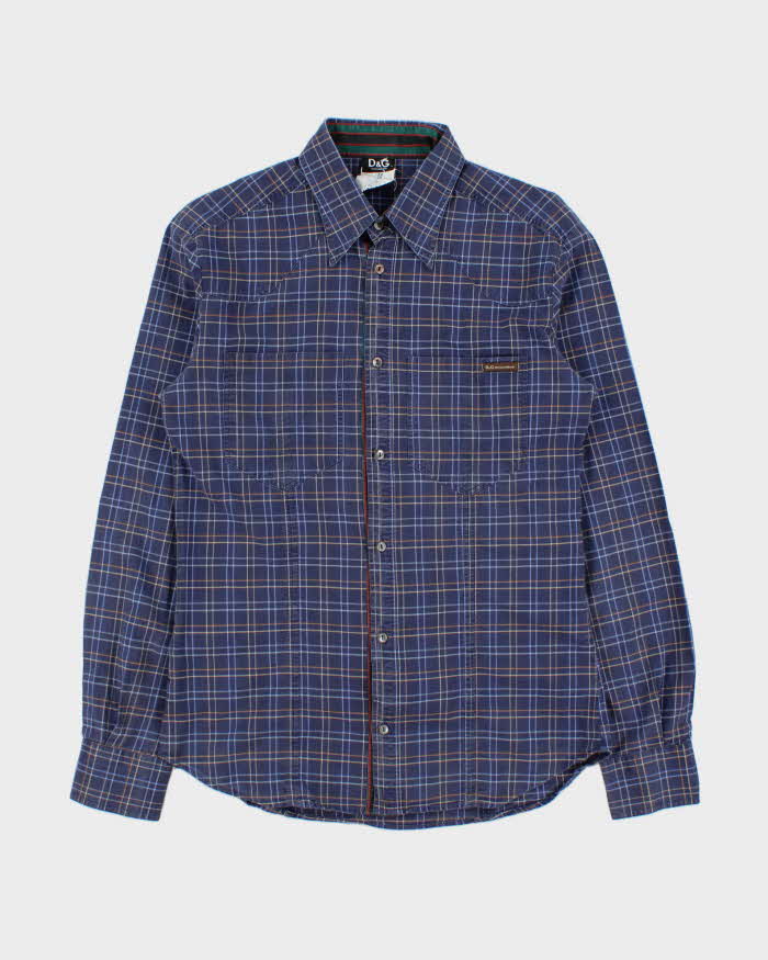Vintage Y2K 00s D&amp;G Stripe Detailed Check Long Sleeve Western Shirt - XS