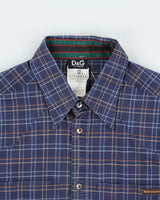 Vintage Y2K 00s D&amp;G Stripe Detailed Check Long Sleeve Western Shirt - XS
