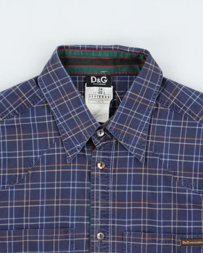 Vintage Y2K 00s D&amp;G Stripe Detailed Check Long Sleeve Western Shirt - XS