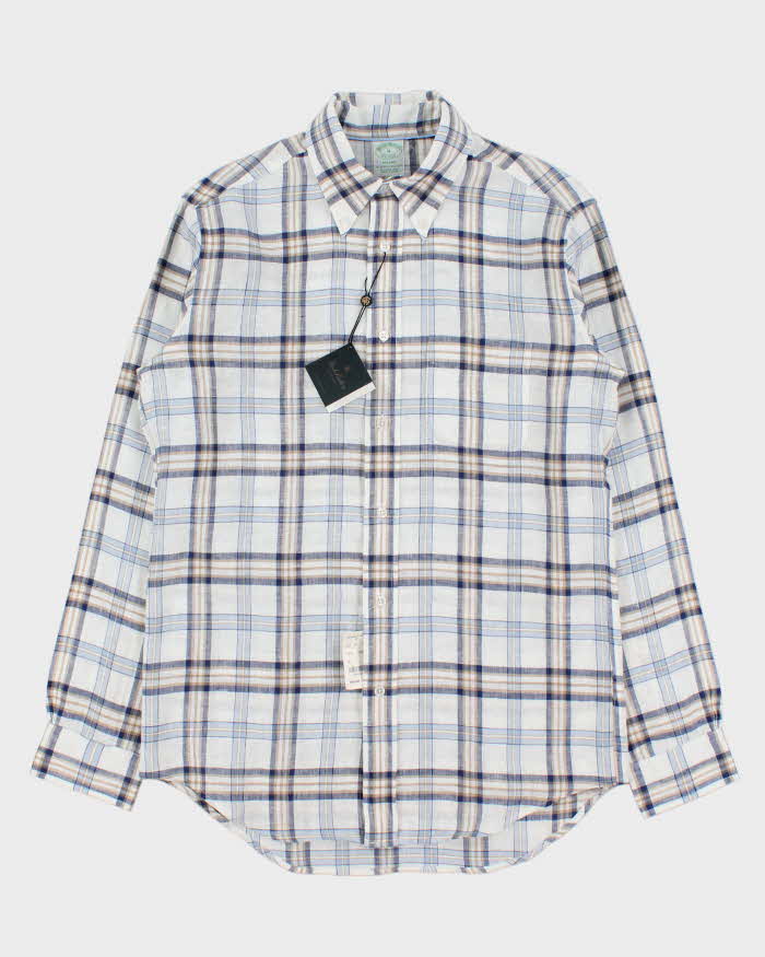 DSWT Brooks Brothers All Irish Linen Plaid Long Sleeve Shirt - M