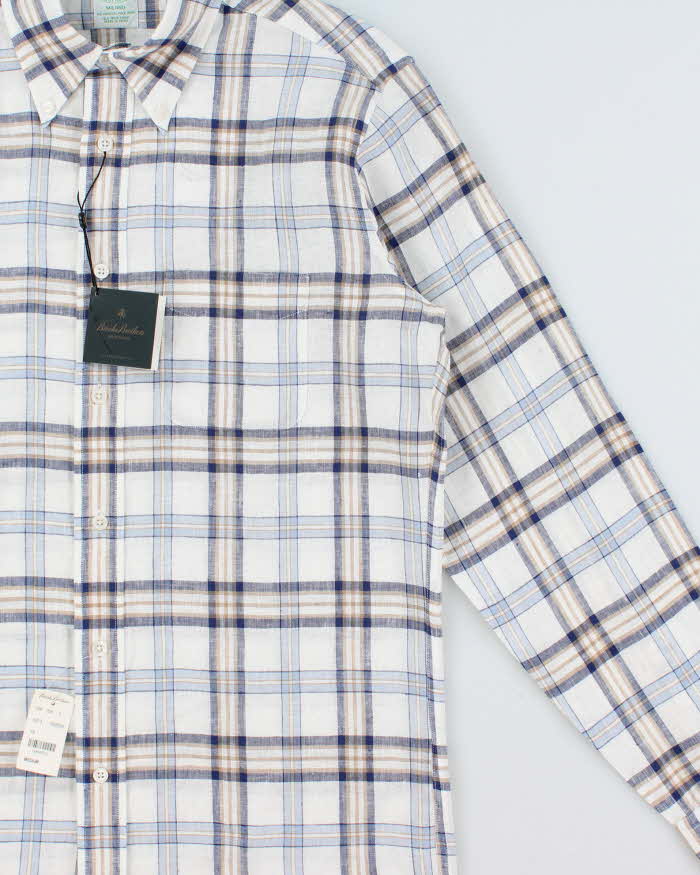 DSWT Brooks Brothers All Irish Linen Plaid Long Sleeve Shirt - M