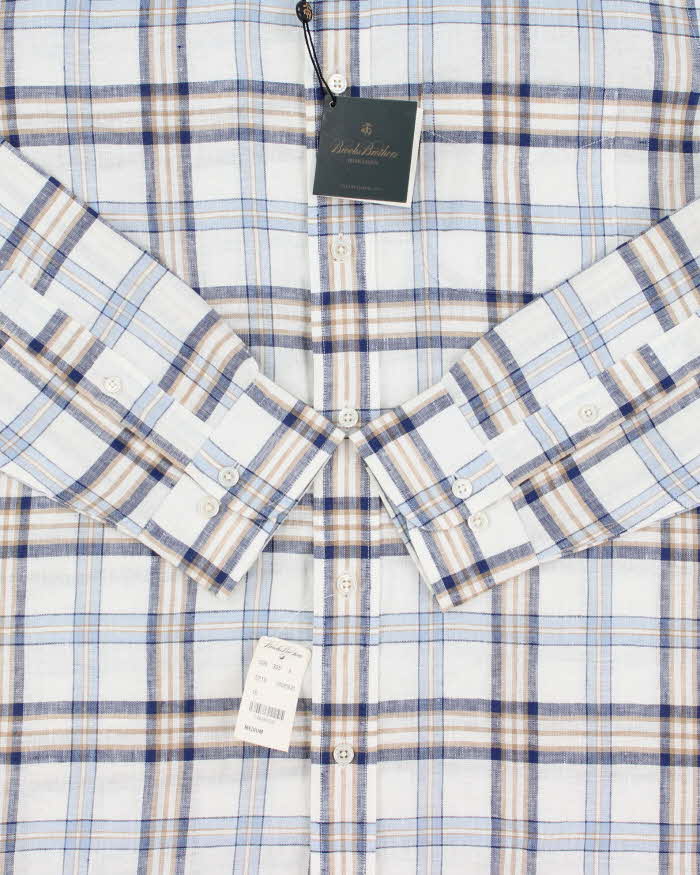 DSWT Brooks Brothers All Irish Linen Plaid Long Sleeve Shirt - M