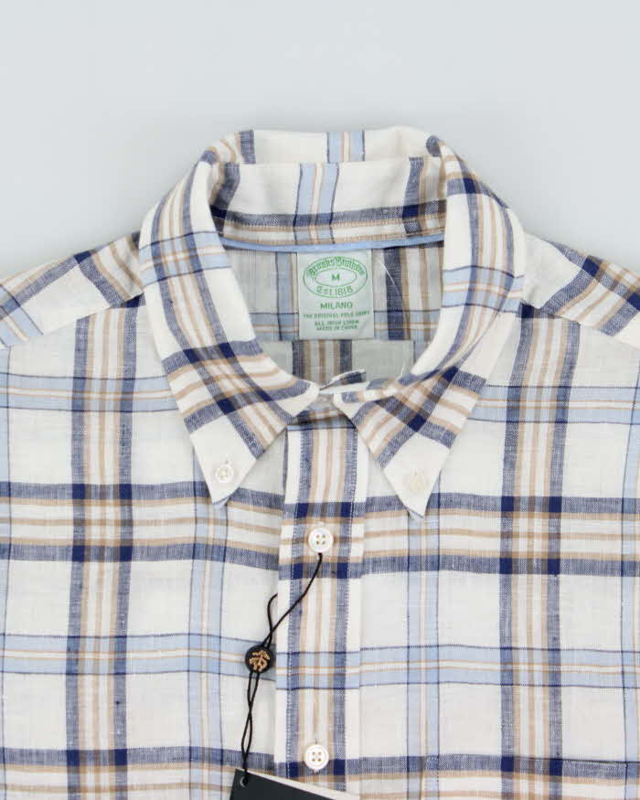 DSWT Brooks Brothers All Irish Linen Plaid Long Sleeve Shirt - M