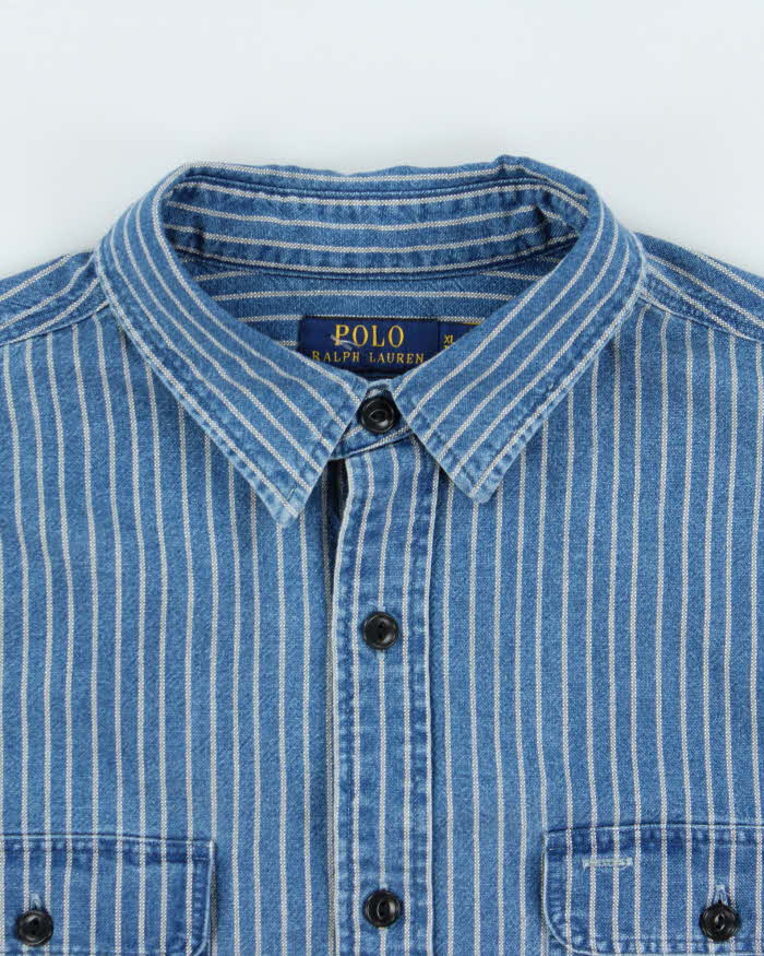 Vintage Polo Ralph Lauren Classic Fit Stripe Denim Shirt - XL
