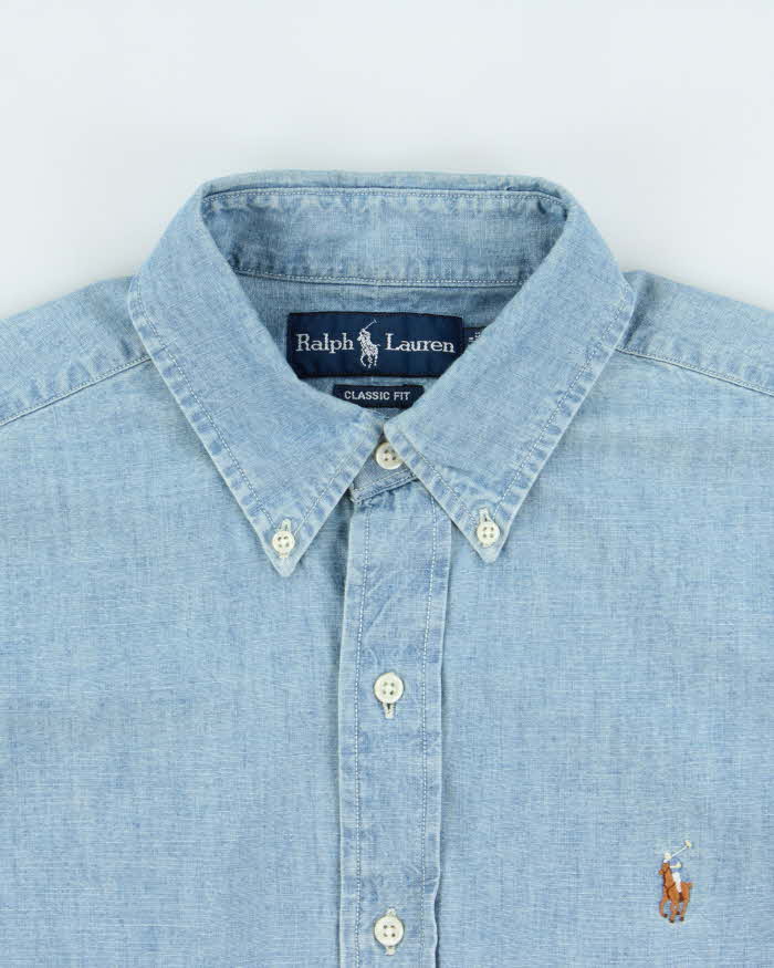 Vintage 1990s Ralph Lauren Classic Fit Lightweight Denim Shirt - M
