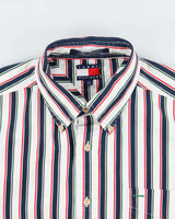 Vintage 1990s Tommy Hilfiger Striped Long Sleeve Shirt - L