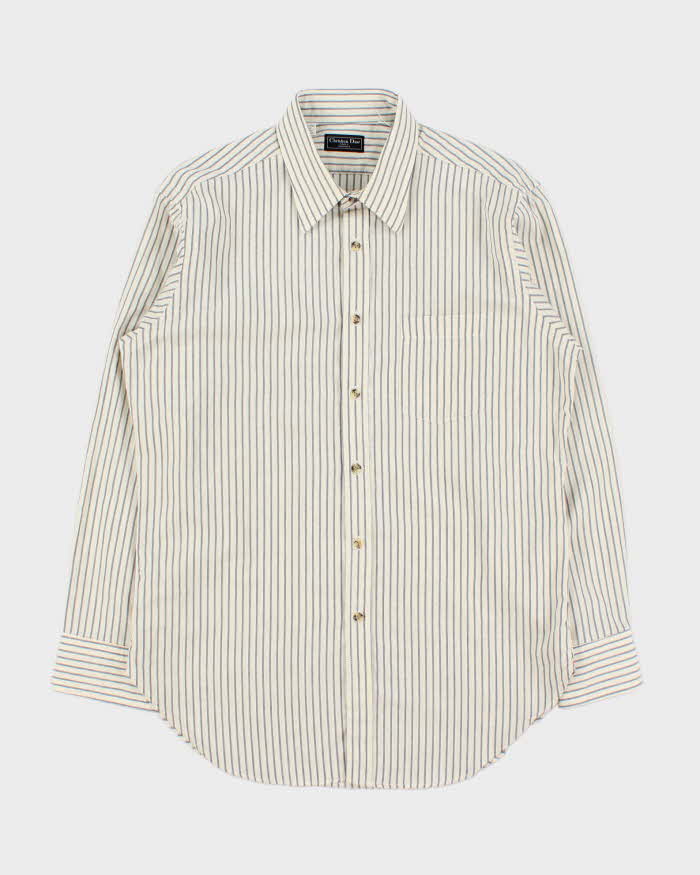 Vintage 1990s Christian Dior Striped Long Sleeve Shirt - L