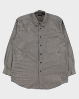 Vintage 1990s Izod Brushed Cotton Dogtooth Long Sleeve Shirt - M