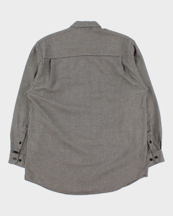 Vintage 1990s Izod Brushed Cotton Dogtooth Long Sleeve Shirt - M