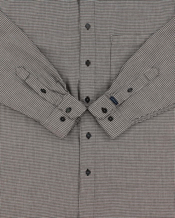 Vintage 1990s Izod Brushed Cotton Dogtooth Long Sleeve Shirt - M