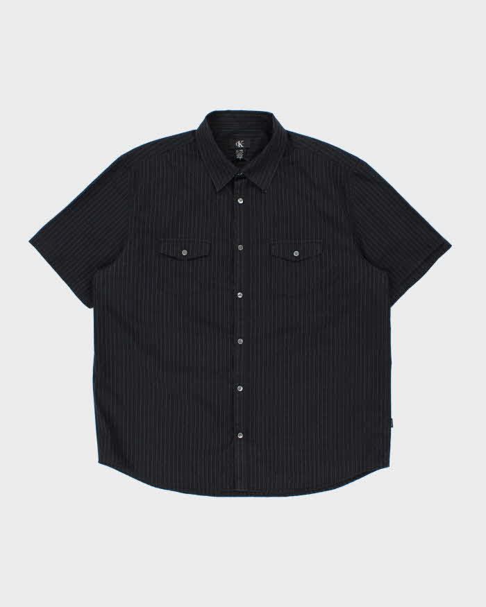 Vintage 1990s Calvin Klein Striped Pocket Short Sleeve Shirt - XL