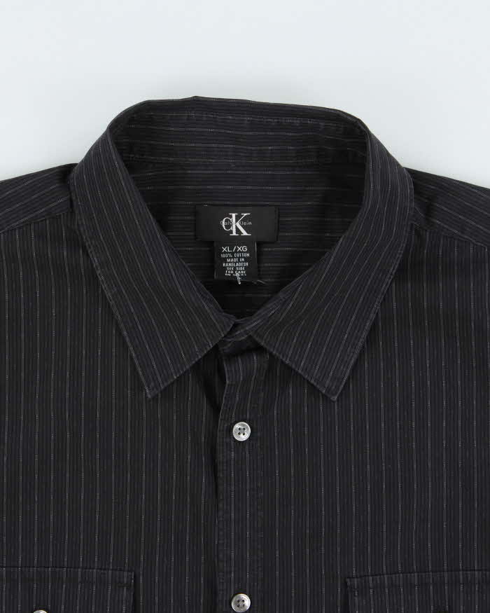 Vintage 1990s Calvin Klein Striped Pocket Short Sleeve Shirt - XL