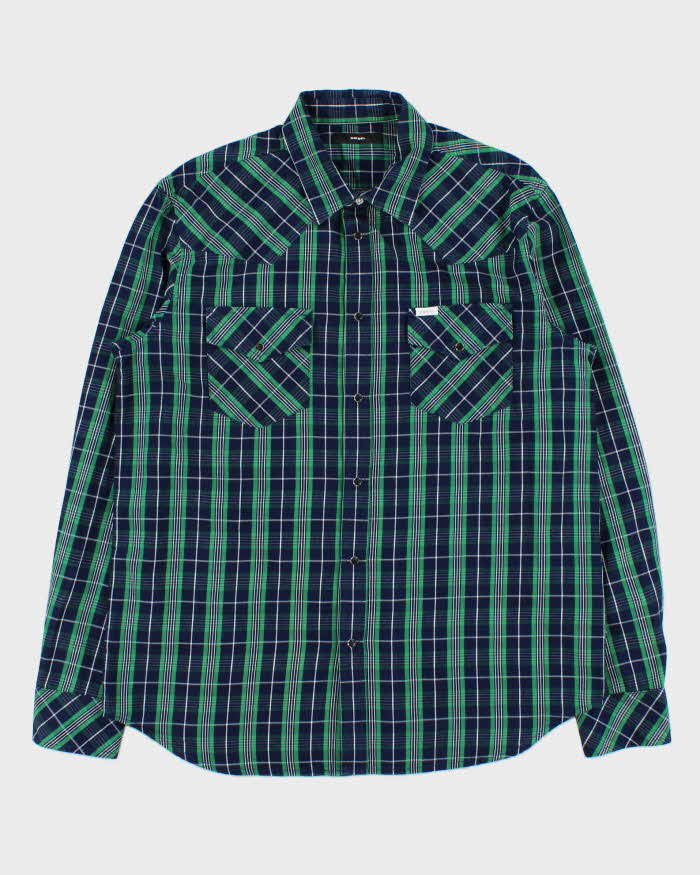 Vintage 2000s Diesel Checked Western Snap Button Long Sleeve Shirt - XL
