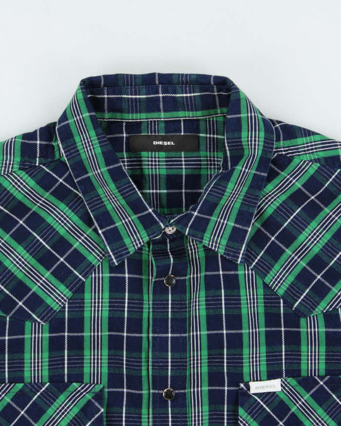 Vintage 2000s Diesel Checked Western Snap Button Long Sleeve Shirt - XL