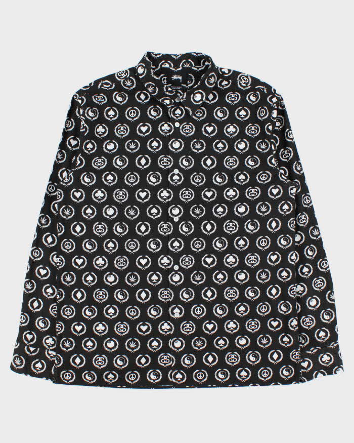 Vintage Stussy All Over Print Long Sleeve Shirt - L
