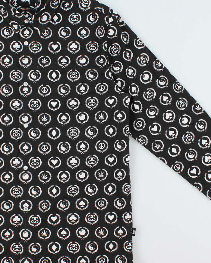 Vintage Stussy All Over Print Long Sleeve Shirt - L